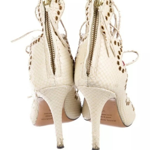 ISABEL MARANT Ivory Embossed Grommet Strap Sandal - Picture 2 of 4